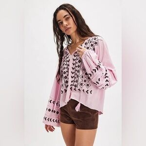 NWT Free People Savannah Embroidered Top ~Lilac~